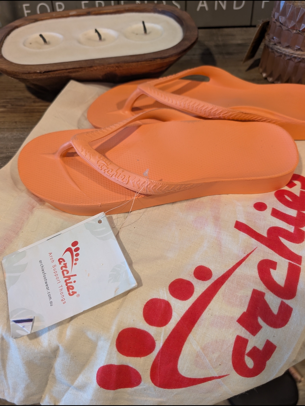 Women's Archie's Orange Flip Flop Thongs